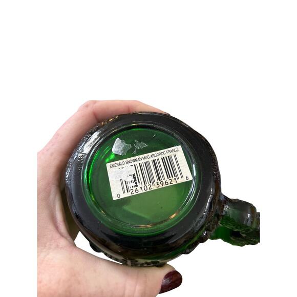 Vintage Arcoroc Emerald Green snowman glass mug cup France - Picture 6 of 6